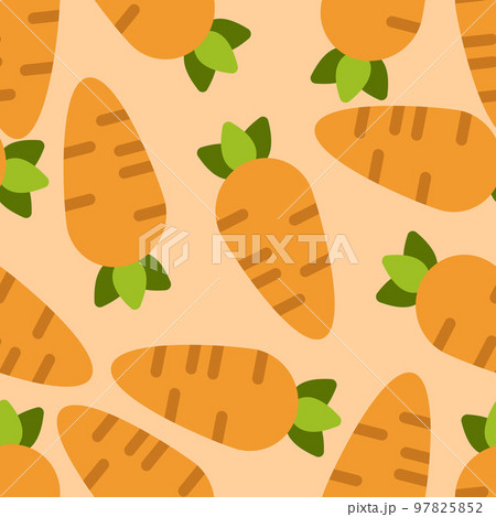 Carrot seamless pattern cute background. Vector cute carrots seamless pattern isolated. Carrot seamless background. Vector illustration 97825852