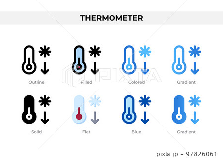 Thermometer icons in different style. Thermometer icons set. Holiday symbol. Different style icons set. Vector illustration 97826061