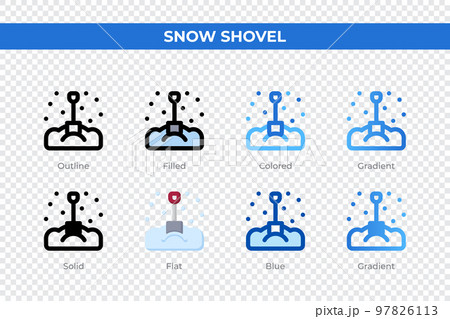 Snow shovel icons in different style. Snow shovel icons set. Holiday symbol. Different style icons set. Vector illustration 97826113