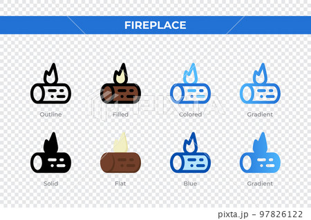 Fireplace icons in different style. Fireplace icons set. Holiday symbol. Different style icons set. Vector illustration Fireplace icons in different style. Fireplace icons set. Holiday symbol. Different style icons set. Vector illustration 97826122