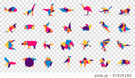Animal origami collection. Animal origami vector. Abstract animals logo design. Animal origami. Vector illustration 97826160
