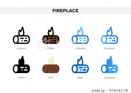 Fireplace icons in different style. Fireplace icons set. Holiday symbol. Different style icons set. Vector illustration Fireplace icons in different style. Fireplace icons set. Holiday symbol. Different style icons set. Vector illustration 97826178