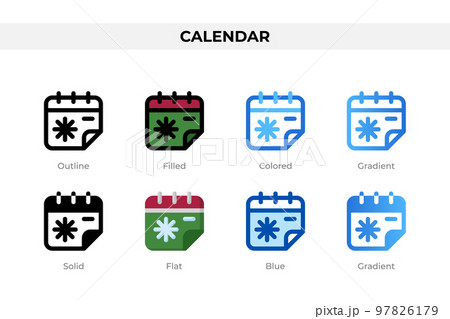 Calendar icons in different style. Calendar icons set. Holiday symbol. Different style icons set. Vector illustration Calendar icons in different style. Calendar icons set. Holiday symbol. Different style icons set. Vector illustration 97826179