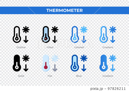 Thermometer icons in different style. Thermometer icons set. Holiday symbol. Different style icons set. Vector illustration Thermometer icons in different style. Thermometer icons set. Holiday symbol. Different style icons set. Vector illustration 97826211