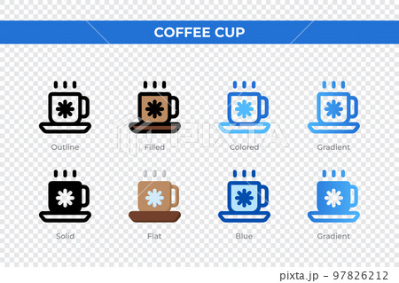 Coffee cup icons in different style. Coffee cup icons set. Holiday symbol. Different style icons set. Vector illustration Coffee cup icons in different style. Coffee cup icons set. Holiday symbol. Different style icons set. Vector illustration 97826212