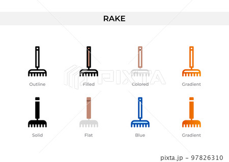 rake icon in different style. rake vector icons designed in outline, solid, colored, filled, gradient, and flat style. Symbol, logo illustration. Vector illustration rake icon in different style. rake vector icons designed in outline, solid, colored, filled, gradient, and flat style. Symbol, logo illustration. Vector illustration 97826310