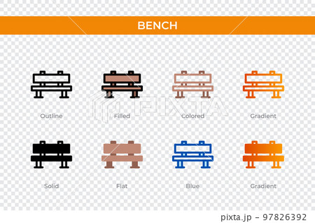 bench icon in different style. bench vector icons designed in outline, solid, colored, filled, gradient, and flat style. Symbol, logo illustration. Vector illustration 97826392