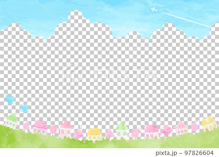 優しい春の街並みイラスト 優しい春の街並みイラスト 97826604