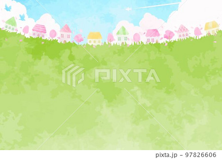 かわいい春の街並みイラスト 97826606