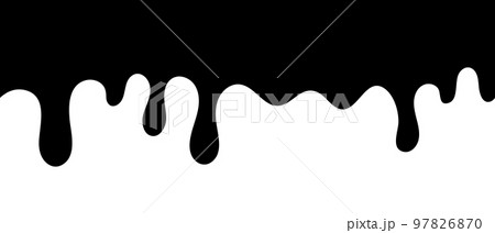 Black melt drips. Liquid paint drops seamless vector. Dripping paint. Liquid drips. Black ink runs. Vector illustration. 97826870