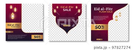 Eid al fitr post template. Social media post template. Eid al fitr sales banner template. Vector illustration 97827274