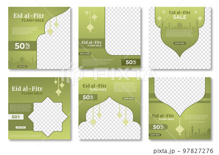 Eid al fitr post template. Social media post template. Eid al fitr sales banner template. Vector illustration 97827276
