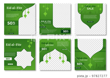 Eid al fitr post template. Social media post template. Eid al fitr sales banner template. Vector illustration 97827277