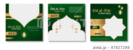 Eid al fitr post template. Social media post template. Eid al fitr sales banner template. Vector illustration 97827289