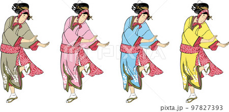 浮世絵 踊る女性 その4のイラスト素材 [97827393] - PIXTA