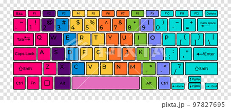 Computer keyboard button layout template with letters for graphic use. Vector illustration Computer keyboard button layout template with letters for graphic use. Vector illustration 97827695