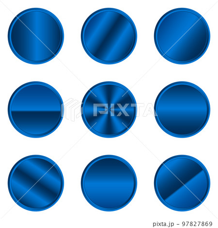 Luxury blue metal circle button. Blue metal circle. Realistic metal button. Vector illustration Luxury blue metal circle button. Blue metal circle. Realistic metal button. Vector illustration 97827869