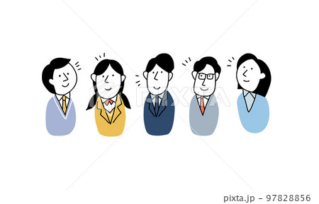 制服を着た多様な学生のイラストアバター　アイコンセット 97828856