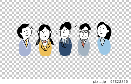 制服を着た多様な学生のイラストアバター　アイコンセット 97828856