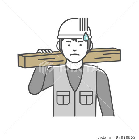 大工・労働者 / 若い男性(上半身) ベクターイラスト | 困惑・動揺 97828955