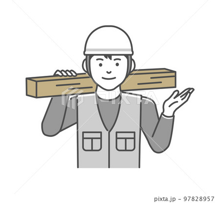 大工・労働者 / 若い男性(上半身) ベクターイラスト | 紹介・おすすめ 97828957