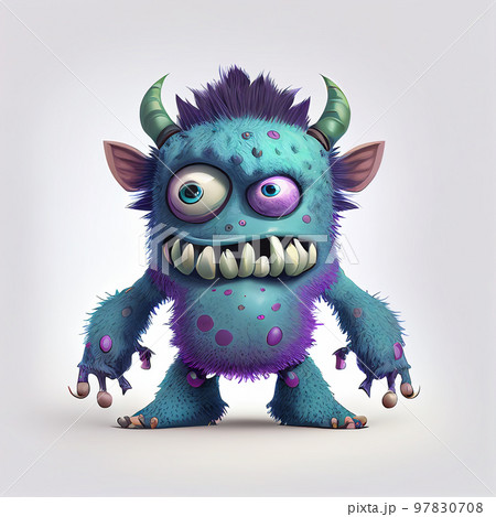 Illustration cartoon cute Monsters on isolated background (Created with Generative AI technology). 97830708