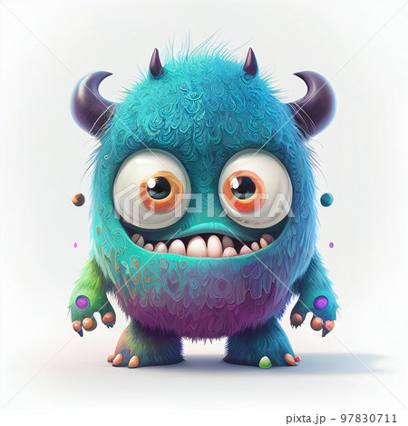 Illustration cartoon cute Monsters on isolated background (Created with Generative AI technology). 97830711