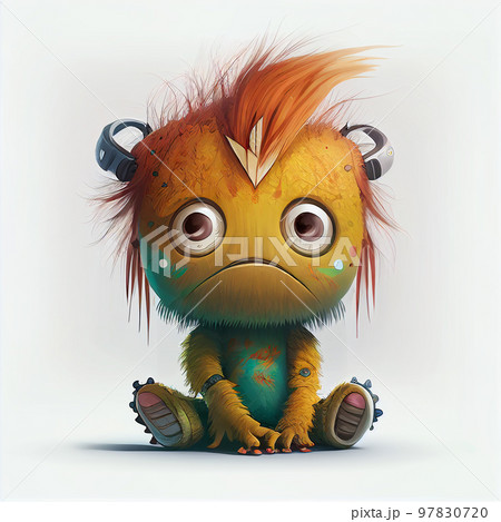 Illustration cartoon cute Monsters on isolated background (Created with Generative AI technology). 97830720