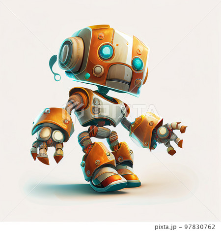 Character design of little robot on isolated background (Created with Generative AI technology). 97830762