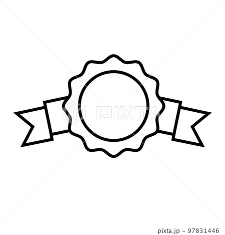 First place award line icon in flat Rosette symbol 97831446