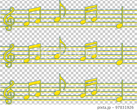 Music treble clef note score line drawing ruled frame simple yellow blurred Music treble clef note score line drawing ruled frame simple yellow blurred 97831926