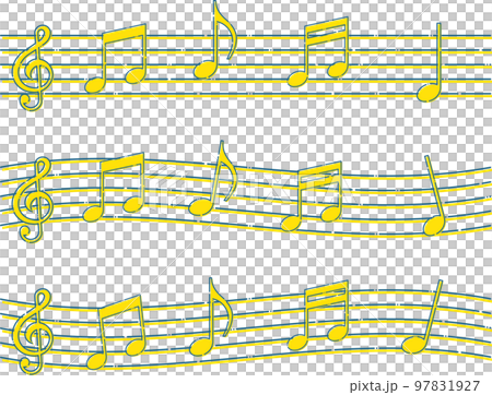 Music treble clef note score line drawing ruled frame simple yellow blurred Music treble clef note score line drawing ruled frame simple yellow blurred 97831927