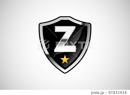 Initial letter Z with shield icon logo design vector illustration. Shield with monogram alphabet 97832938