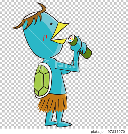 節分に恵方に向かって恵方巻を食べる可愛い河童 97833070