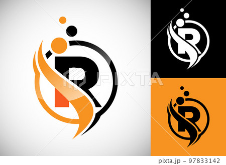 Initial letter R with the swoosh, biotech logo design concept. Logotype for science technology. Initial letter R with the swoosh, biotech logo design concept. Logotype for science technology. 97833142