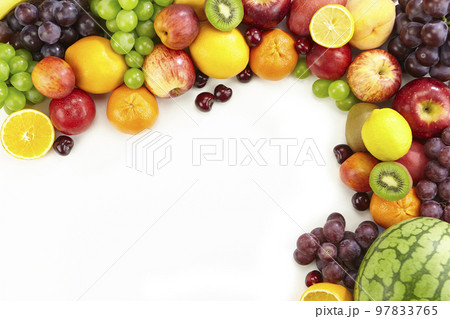 assorted fruits on white background assorted fruits on white background 97833765