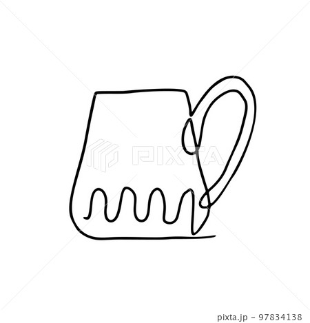 Hand drawn continuous inky line beer cup isolated on white 97834138