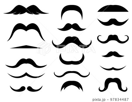 Black mustache collection vector illustration isolated on white 97834487