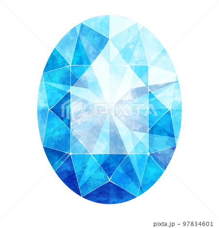 オーバルブリリアントカットの青いジュエリー水彩イラスト画像 97834601