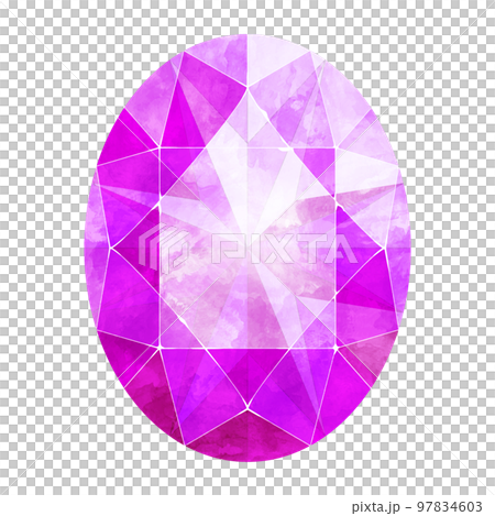 オーバルブリリアントカットの紫のジュエリー水彩イラスト画像 97834603
