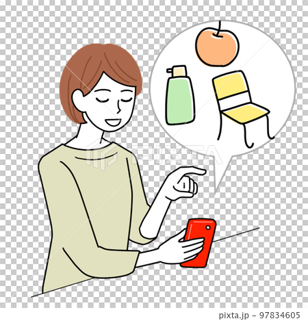 スマホでネットショッピングをする女性 97834605