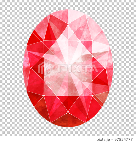 Oval brilliant cut red jewelry watercolor... - Stock Illustration ...