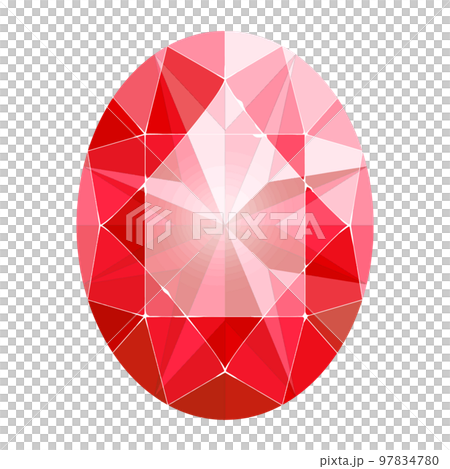 オーバルブリリアントカットの赤いジュエリーイラスト画像 97834780