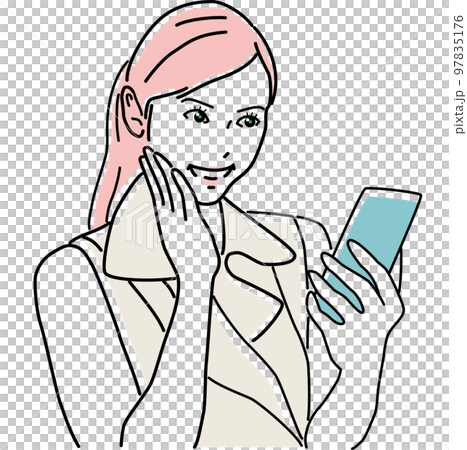 スマホを見て微笑む働く女性 97835176