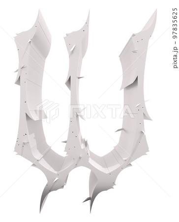 3D rendered illustration.Neo gothic style letter with spines. 97835625