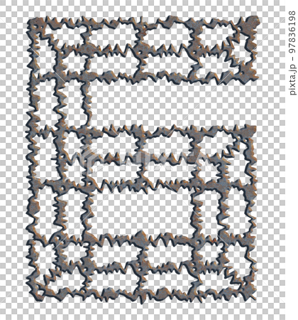 Dull and oxidized metallic font with rusty stains.Art number. 97836198