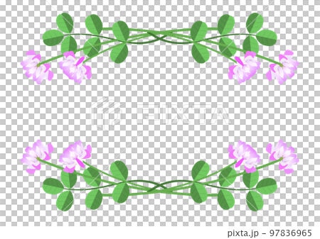 レンゲソウの花と葉の飾りフレーム 97836965