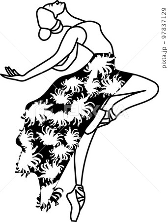 Watercolor dancing ballerina black lines. Isolated dancing ballerina. Hand drawn classic ballet performance, pose. Young pretty ballerina women illustration. Can be used for postcard and posters. Watercolor dancing ballerina black lines. Isolated dancing ballerina. Hand drawn classic ballet performance, pose. Young pretty ballerina women illustration. Can be used for postcard and posters. 97837129