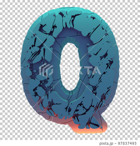 3D rendered illustration.Molded and cracked letter.Layered art font. 3D rendered illustration.Molded and cracked letter.Layered art font. 97837493