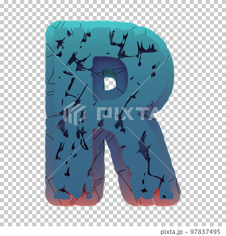 3D rendered illustration.Molded and cracked letter.Layered art font. 97837495